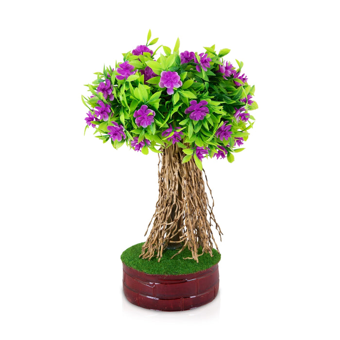 Artificial Bonsai Plant - 10 x 6 Inches | Decorative Indoor Plant/ Purple Flower Tree for Table Decor
