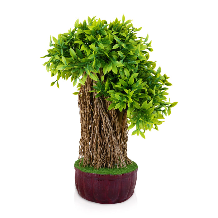 Artificial Bonsai Plant - 4.75 x 3 Inches | Lush Green Leaf Tree With Pot/ Decorative Fake Plant for Home