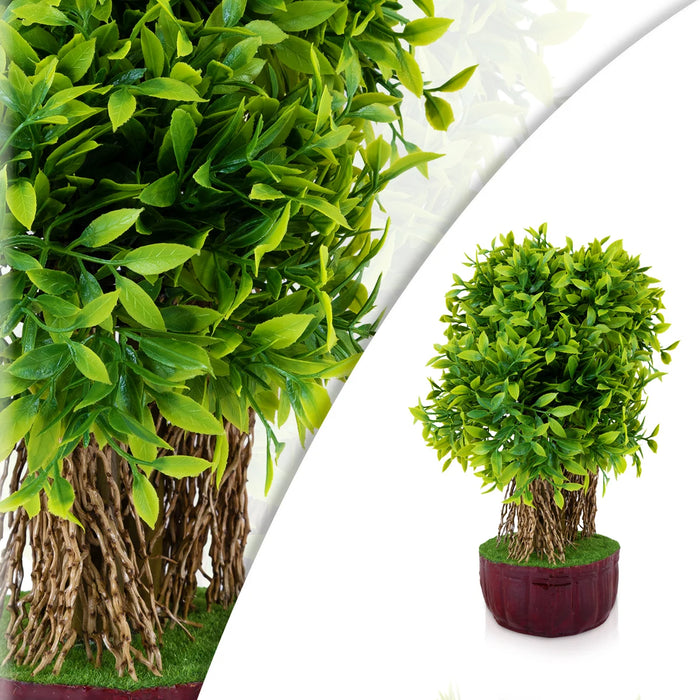 Artificial Bonsai Plant - 4.75 x 3 Inches | Lush Green Leaf Tree With Pot/ Decorative Fake Plant for Home