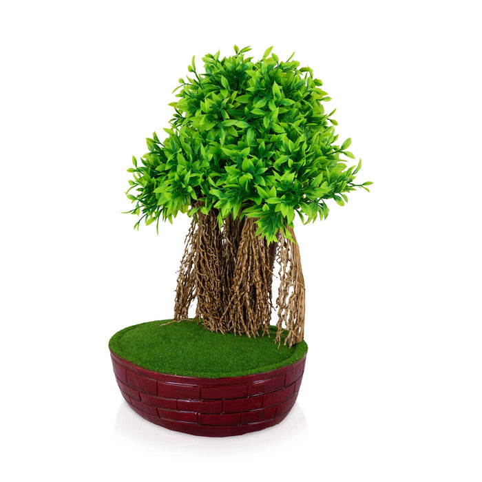 Artificial Bonsai Plant - 13 x 8 Inches | Decorative Indoor Plant/ Lush Green Leaf Tree for Home