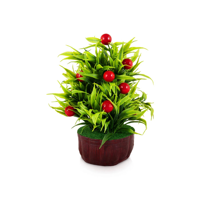 Artificial Bonsai Plant - 9 x 6 Inches | Decorative Red Cherry Tree/ Indoor Plant for Home Decor