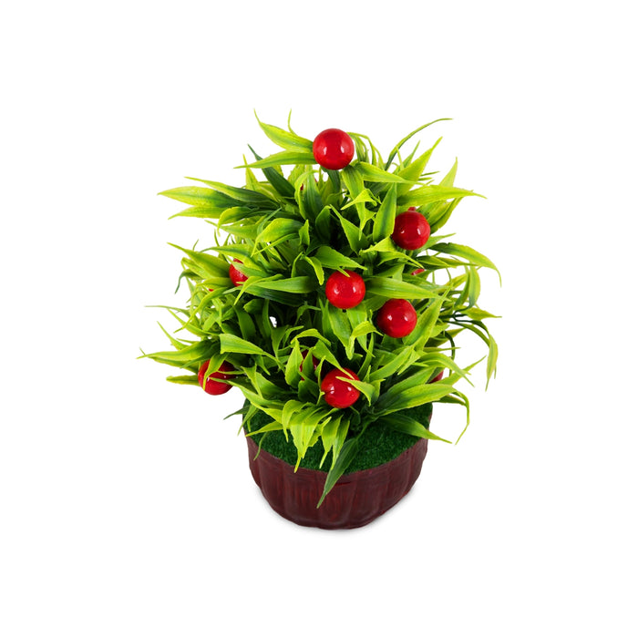 Artificial Bonsai Plant - 9 x 6 Inches | Decorative Red Cherry Tree/ Indoor Plant for Home Decor