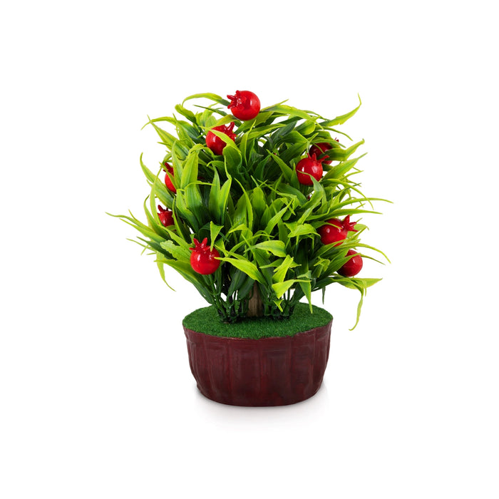 Artificial Bonsai Plant - 8.5 x 6 Inches | Decorative Fake Plant/ Pomegranate Tree for Table Decor