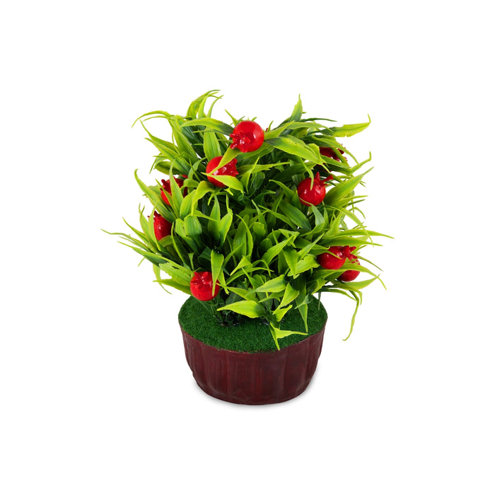 Artificial Bonsai Plant - 8.5 x 6 Inches | Decorative Fake Plant/ Pomegranate Tree for Table Decor