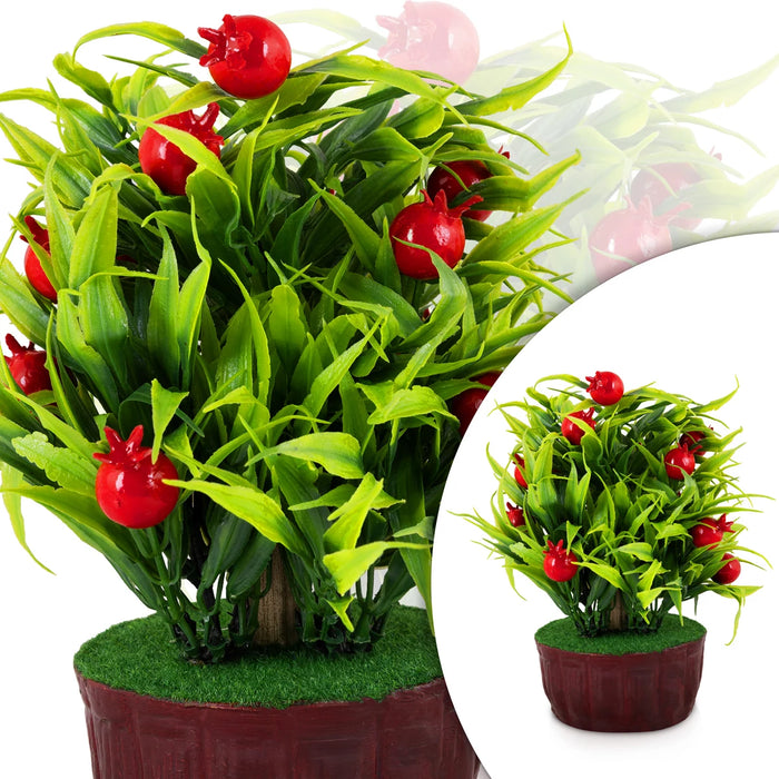 Artificial Bonsai Plant - 8.5 x 6 Inches | Decorative Fake Plant/ Pomegranate Tree for Table Decor