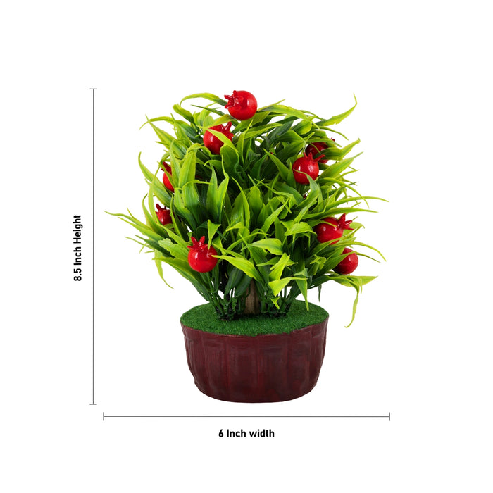 Artificial Bonsai Plant - 8.5 x 6 Inches | Decorative Fake Plant/ Pomegranate Tree for Table Decor