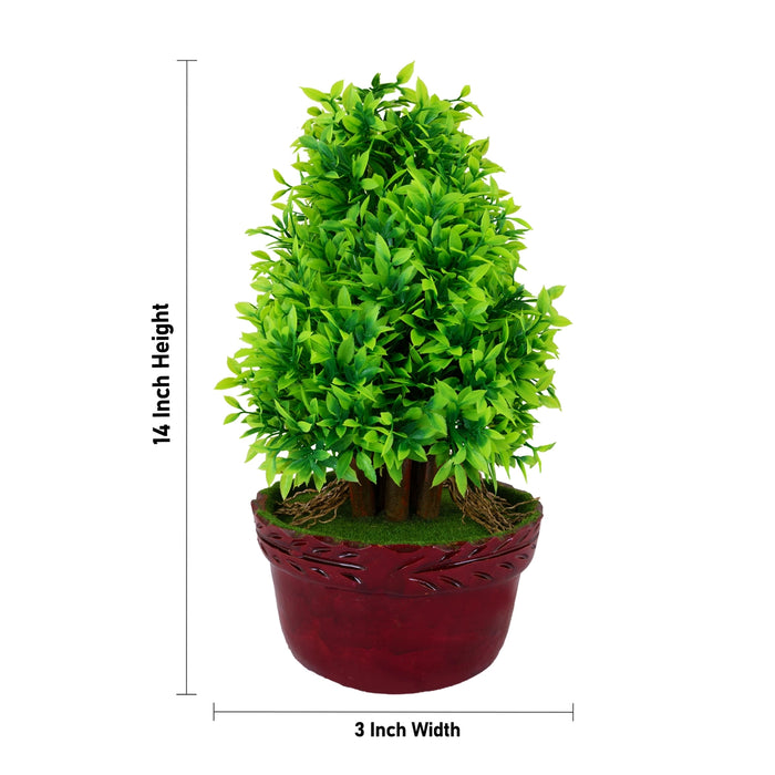 Artificial Bonsai Plant - 14 x 3 Inches | Indoor Plant/ Green Leaf Tree for Office Decor