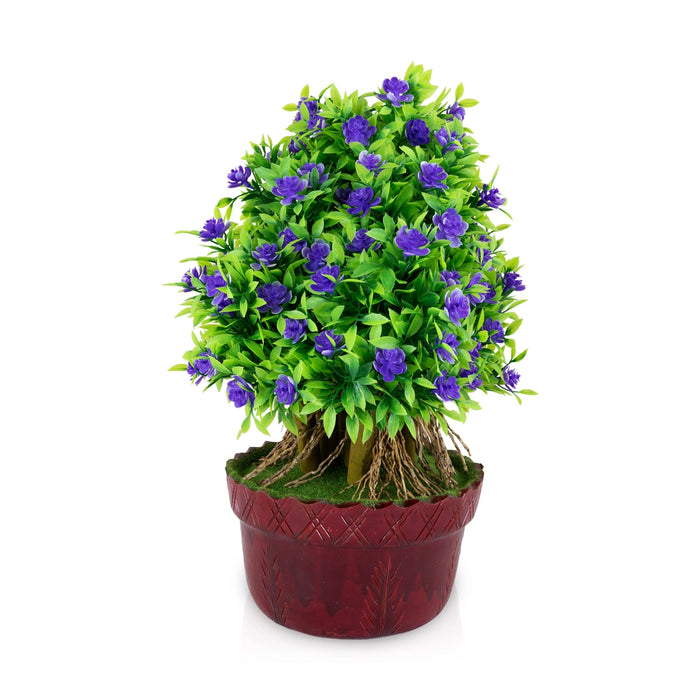 Artificial Bonsai Plant - 14 x 8.5 Inches | Purple Flower Tree/ Decorative Faux Plant for Home