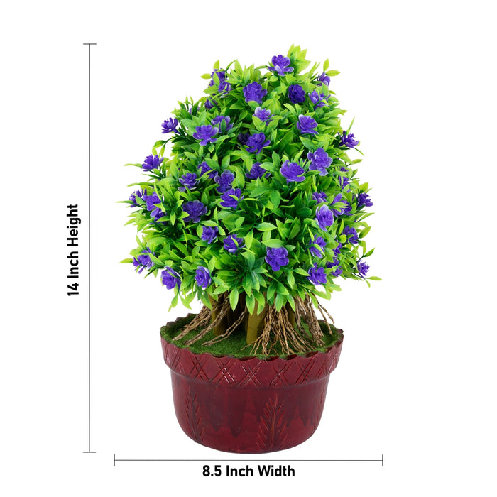 Artificial Bonsai Plant - 14 x 8.5 Inches | Purple Flower Tree/ Decorative Faux Plant for Home