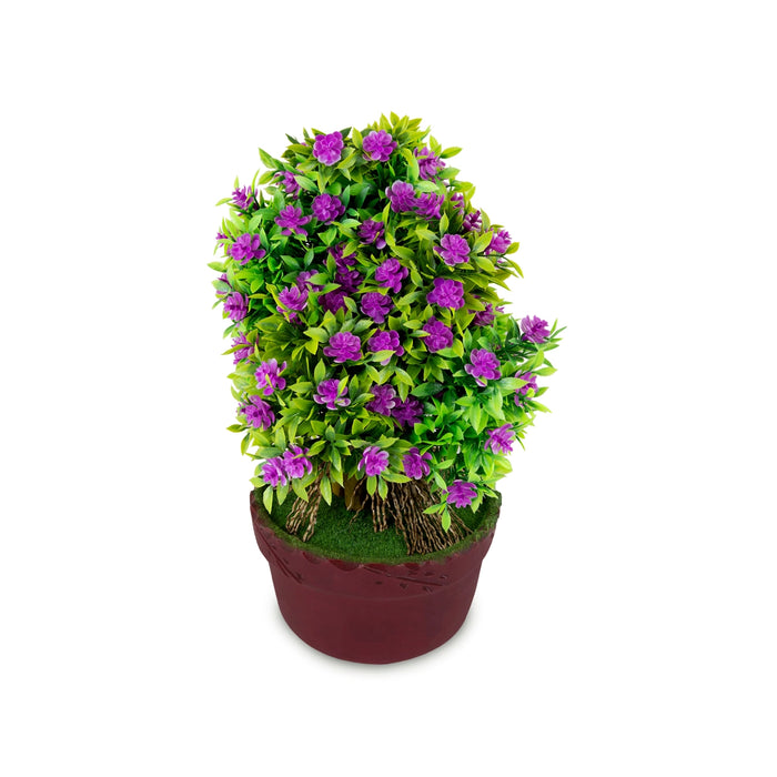 Artificial Bonsai Plant - 11 x 7 Inches | Purple Flower With Leaf Tree/ Indoor Plant For Office