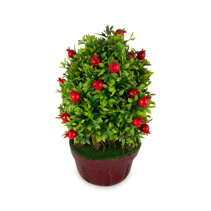Artificial Bonsai Plant - 14 x 8 Inches | Decorative Pomegranate Tree / Indoor Plant for Home Decor