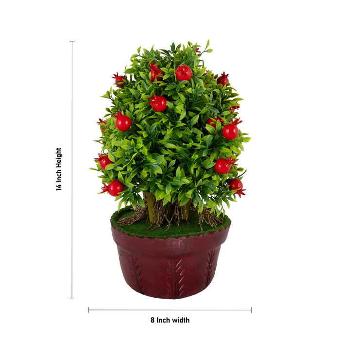 Artificial Bonsai Plant - 14 x 8 Inches | Decorative Pomegranate Tree / Indoor Plant for Home Decor