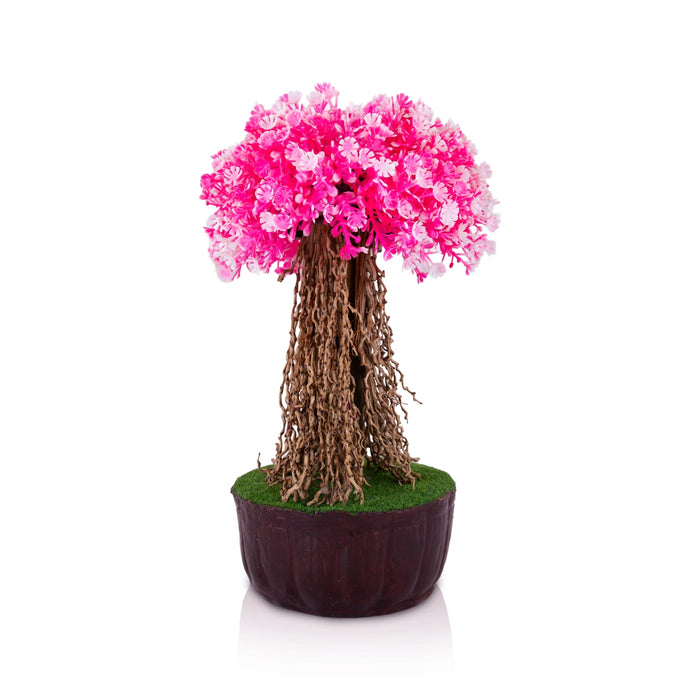 Artificial Bonsai Plant - 9.5 x 5.5 Inches | Pink Flower Tree/ Decorative Plant for Tabletop Decor
