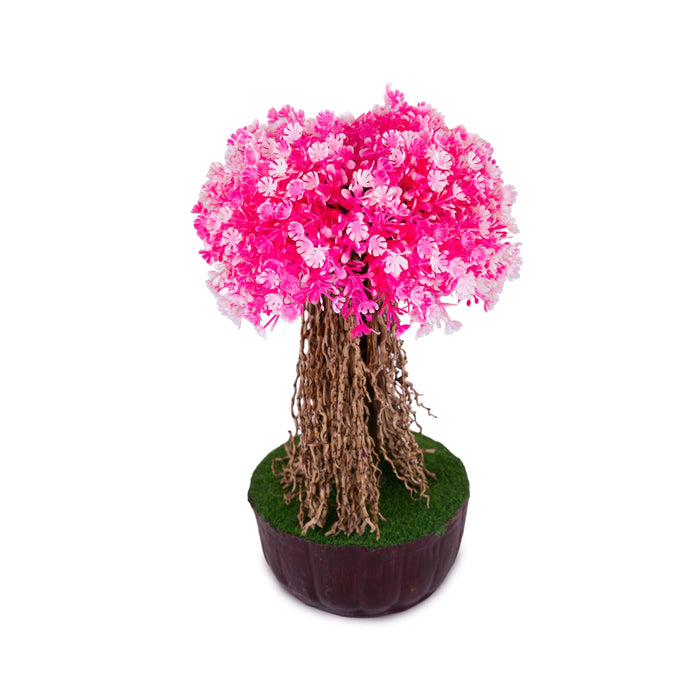 Artificial Bonsai Plant - 9.5 x 5.5 Inches | Pink Flower Tree/ Decorative Plant for Tabletop Decor