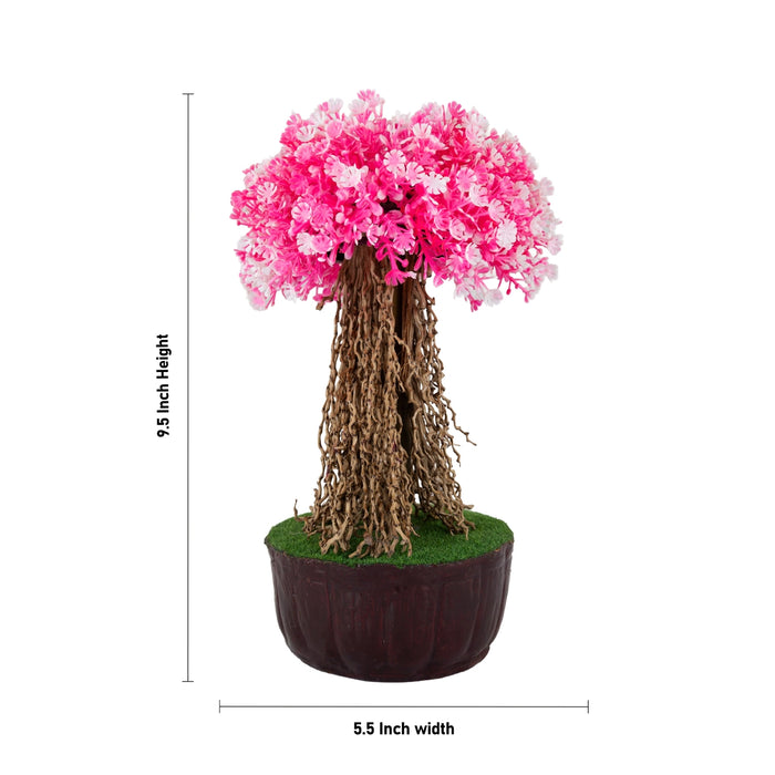 Artificial Bonsai Plant - 9.5 x 5.5 Inches | Pink Flower Tree/ Decorative Plant for Tabletop Decor