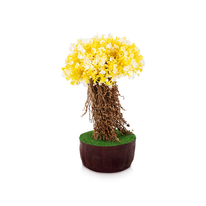 Artificial Bonsai Plant - 9.5 x 5.5 Inches | Indoor Plant/ Yellow Flower Decorative Tree for Home