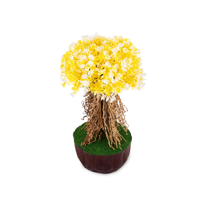 Artificial Bonsai Plant - 9.5 x 5.5 Inches | Indoor Plant/ Yellow Flower Decorative Tree for Home