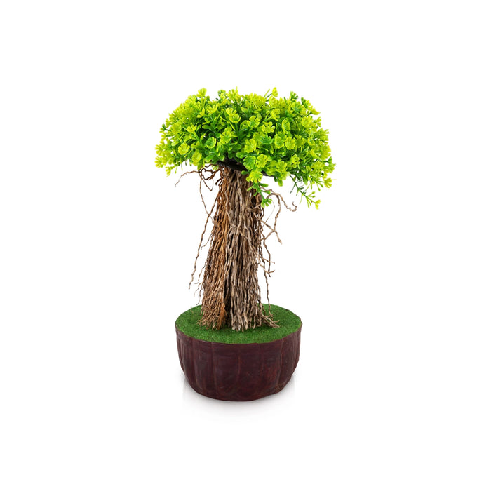 Artificial Bonsai Plant - 9 x 5 Inches | Green Topiary Plant with Root Design/ Faux Tree for Home Decor