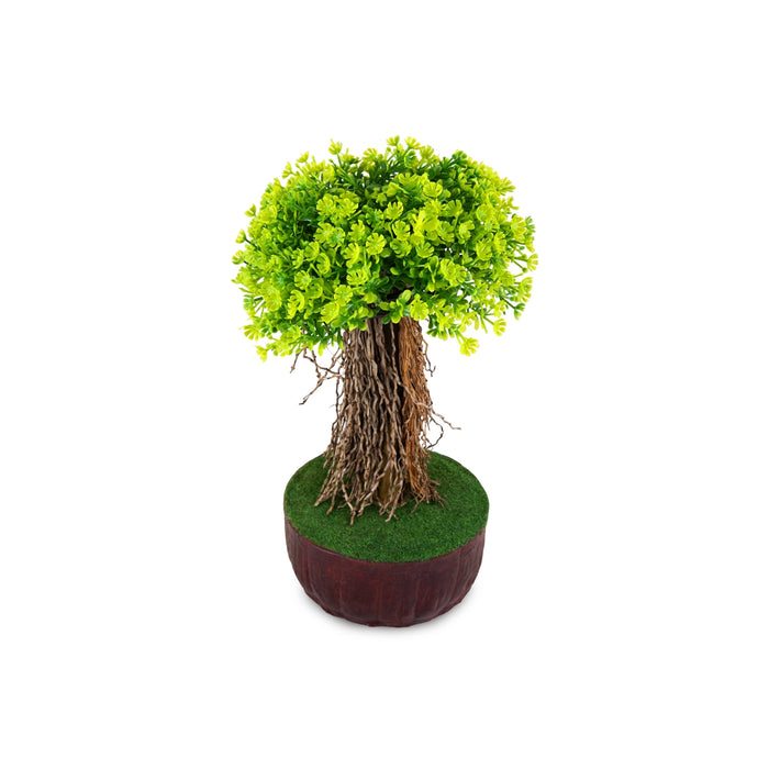 Artificial Bonsai Plant - 9 x 5 Inches | Green Topiary Plant with Root Design/ Faux Tree for Home Decor
