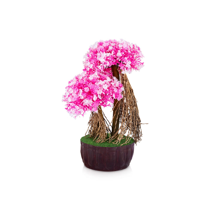 Artificial Bonsai Plant - 10.5 x 6 Inches | Indoor Plant/ Decorative Pink Flower Tree for Tabletop Decor