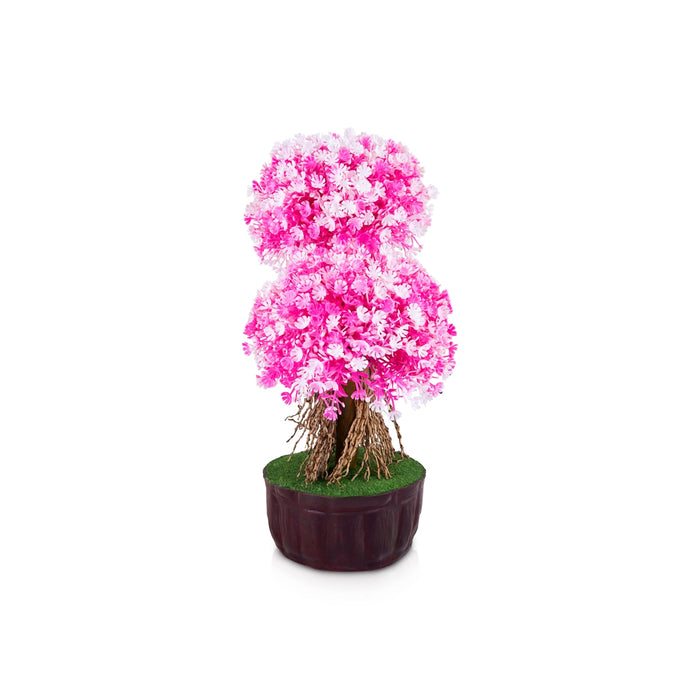 Artificial Bonsai Plant - 10.5 x 6 Inches | Indoor Plant/ Decorative Pink Flower Tree for Tabletop Decor