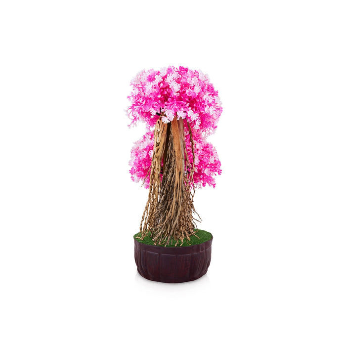 Artificial Bonsai Plant - 10.5 x 6 Inches | Indoor Plant/ Decorative Pink Flower Tree for Tabletop Decor