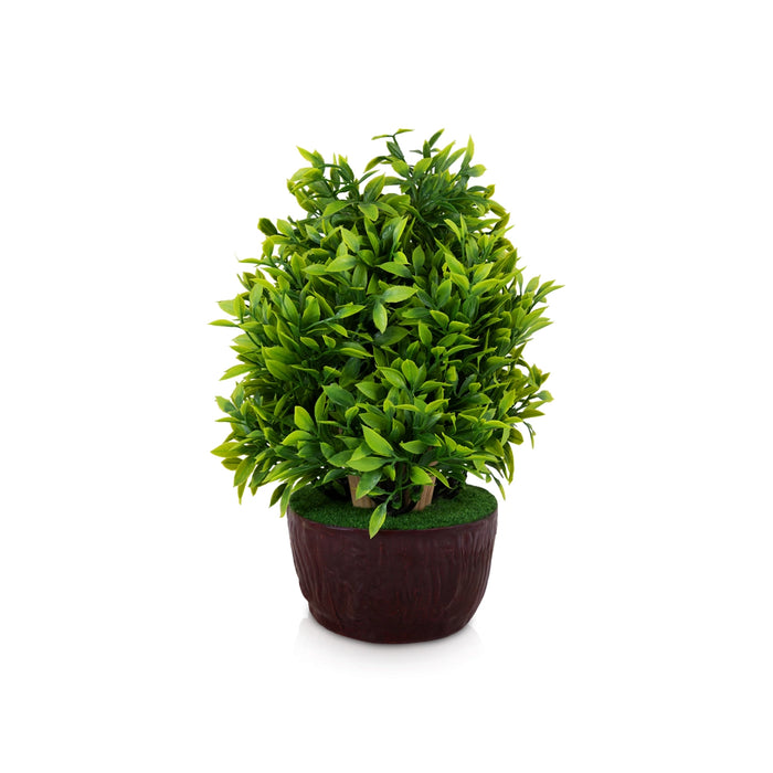 Artificial Bonsai Plant - 9.5 x 6 Inches | Green Leaf Tree with Pot/ Decorative Fake Plant for Home