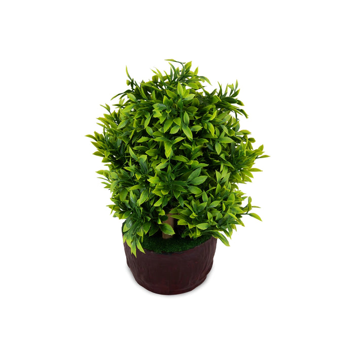 Artificial Bonsai Plant - 9.5 x 6 Inches | Green Leaf Tree with Pot/ Decorative Fake Plant for Home