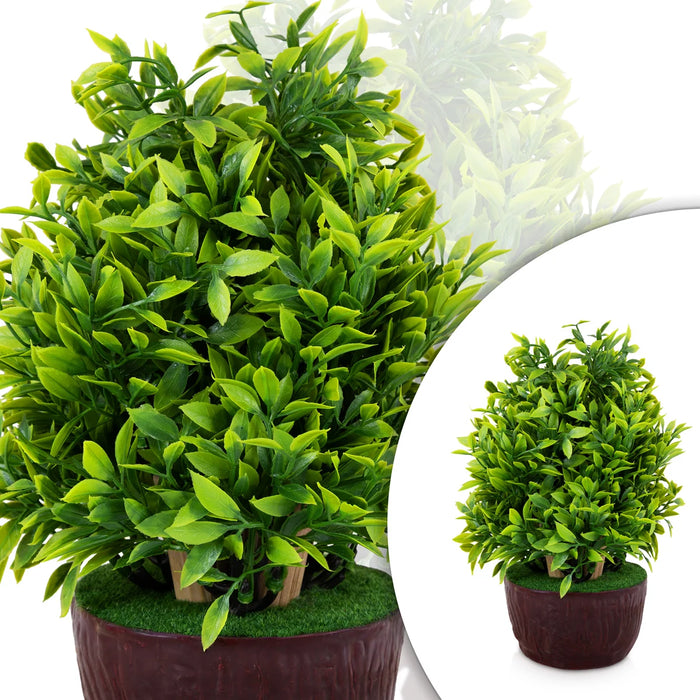Artificial Bonsai Plant - 9.5 x 6 Inches | Green Leaf Tree with Pot/ Decorative Fake Plant for Home