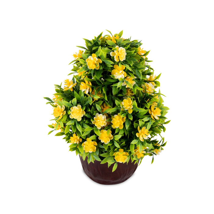 Artificial Bonsai Plant - 10 x 6 Inches | Faux Plant/ Yellow Floral Tree with Pot for Home Decor