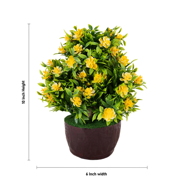 Artificial Bonsai Plant - 10 x 6 Inches | Faux Plant/ Yellow Floral Tree with Pot for Home Decor