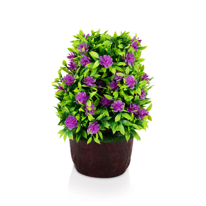 Artificial Bonsai Plant - 9.5 x 6 Inches | Purple Blossom Tree/ Decorative Indoor plants For Office