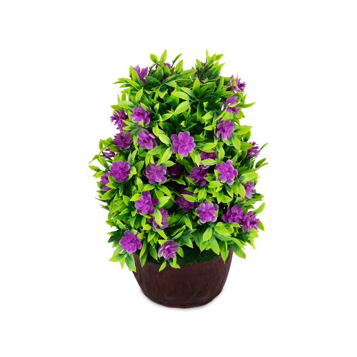 Artificial Bonsai Plant - 9.5 x 6 Inches | Purple Blossom Tree/ Decorative Indoor plants For Office