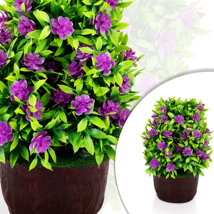 Artificial Bonsai Plant - 9.5 x 6 Inches | Purple Blossom Tree/ Decorative Indoor plants For Office