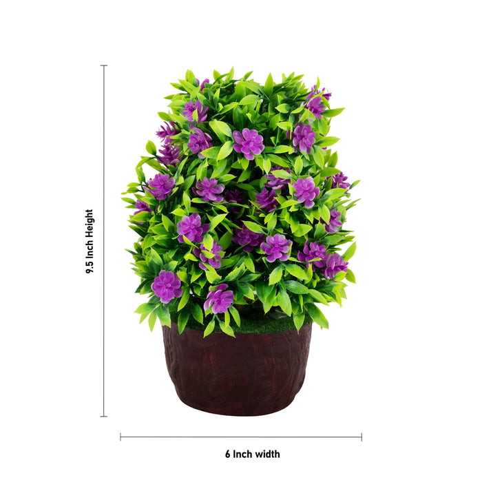 Artificial Bonsai Plant - 9.5 x 6 Inches | Purple Blossom Tree/ Decorative Indoor plants For Office