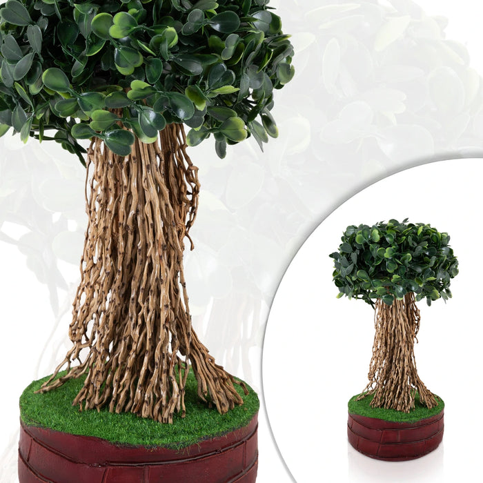 Artificial Bonsai Plant - 9.5 x 5 Inches | Fake Plants / Decorative Green Leaf Tree for Home Decor