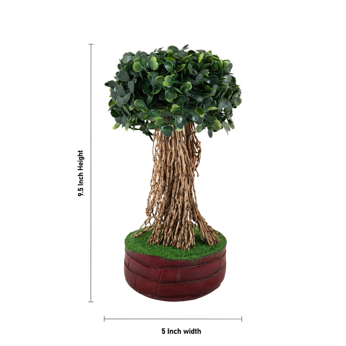Artificial Bonsai Plant - 9.5 x 5 Inches | Fake Plants / Decorative Green Leaf Tree for Home Decor