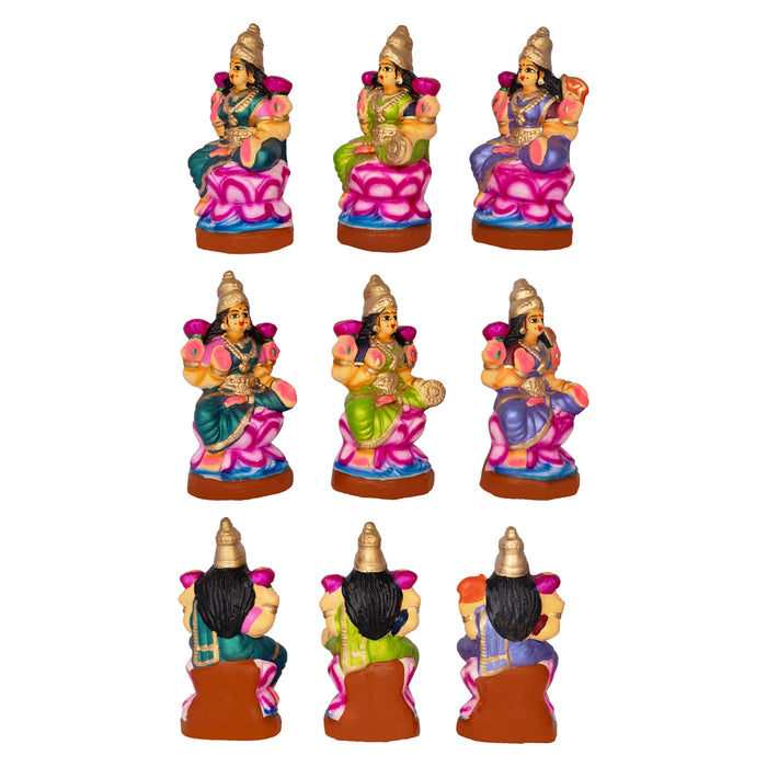 Ashta Lakshmi Clay Golu Bommai Set - 8 x 8 Inches | Giri Golu Doll/ Navaratri Golu Bomma/ Dasara Doll
