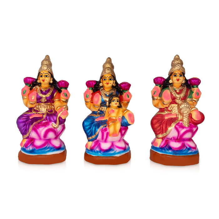 Ashta Lakshmi Clay Golu Bommai Set - 8 x 8 Inches | Giri Golu Doll/ Navaratri Golu Bomma/ Dasara Doll