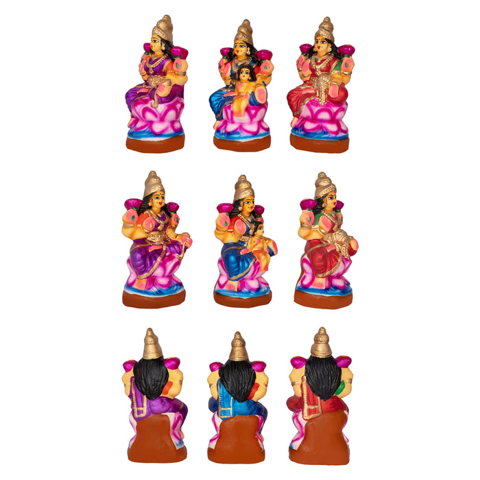 Ashta Lakshmi Clay Golu Bommai Set - 8 x 8 Inches | Giri Golu Doll/ Navaratri Golu Bomma/ Dasara Doll
