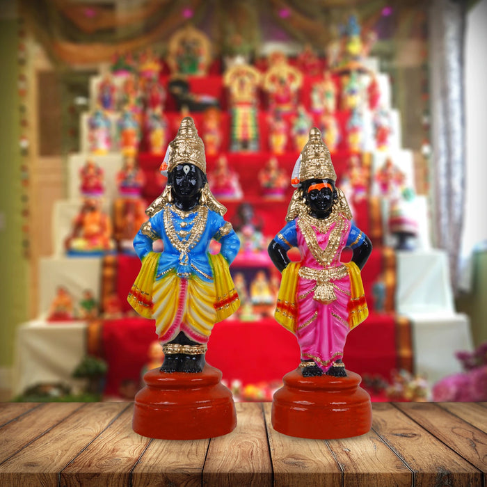 Pandurangan Rukkumayi Paper Mache Golu Bommai - 13 x 5.5 Inches | 2 Pcs/ Giri Golu doll/ Navaratri Golu Bommai