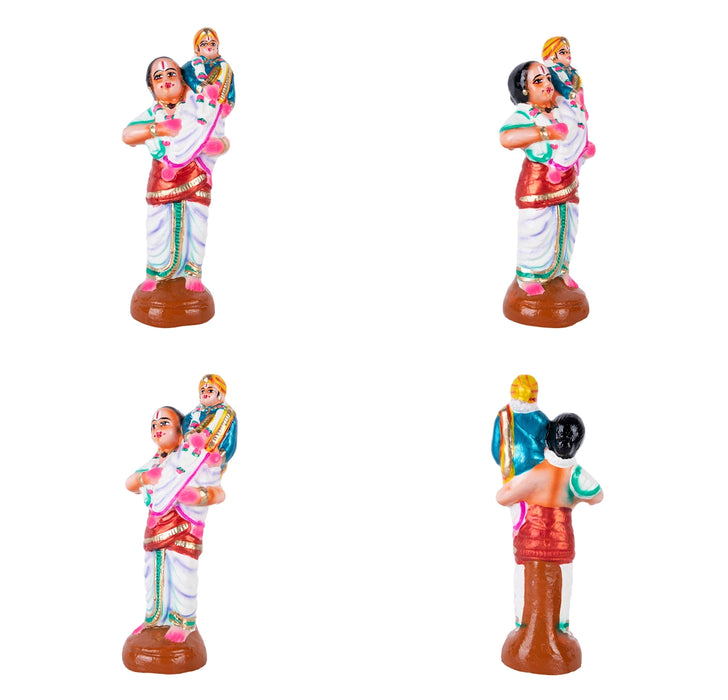 Maalai Maatrudal Clay Golu Bommai Set- 9 X 3.5 Inches | Navaratri Golu Gombe/Giri Golu Doll/Navratri Decoration