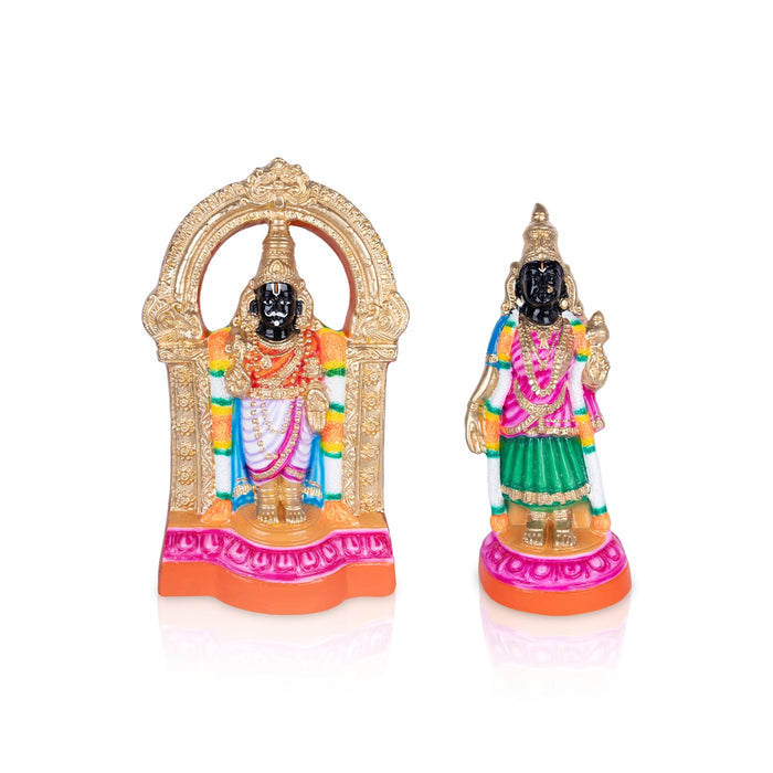 Parthasarathy Perumal Thayar Paper Mache Golu Bommai Pair - 19 x 21 Inches | Giri Golu Doll/Navaratri Golu Bomma/Bommai