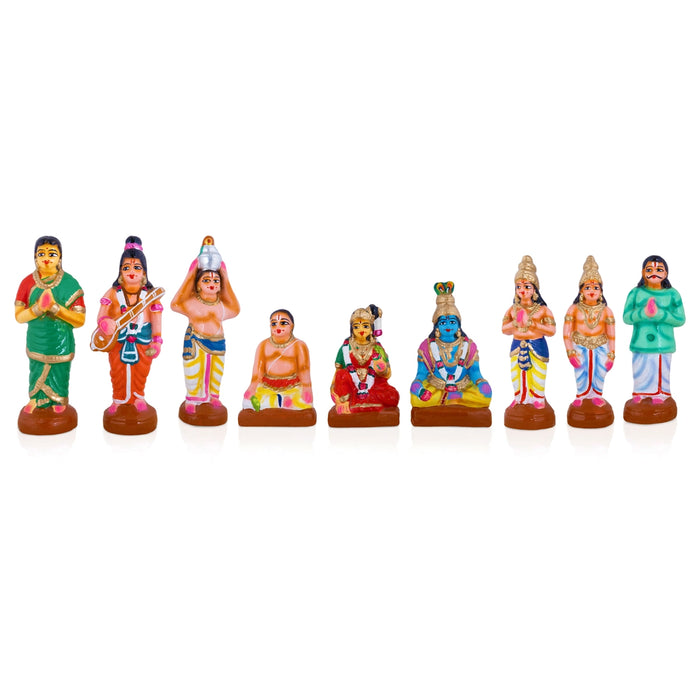 Andal Kalyanam Clay Golu Bommai Set - 8 x 3 Inches | Giri Golu Doll/ Navaratri Kolu Bomma/ Bommalu