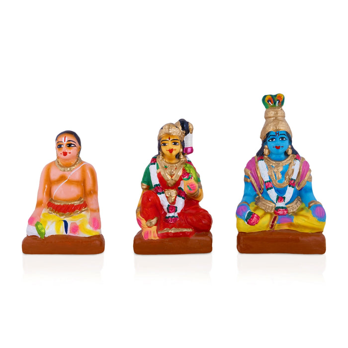 Andal Kalyanam Clay Golu Bommai Set - 8 x 3 Inches | Giri Golu Doll/ Navaratri Kolu Bomma/ Bommalu