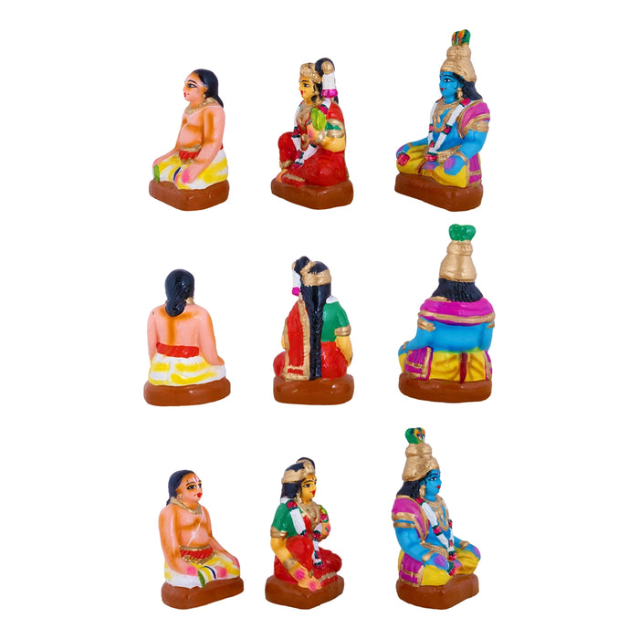 Andal Kalyanam Clay Golu Bommai Set - 8 x 3 Inches | Giri Golu Doll/ Navaratri Kolu Bomma/ Bommalu