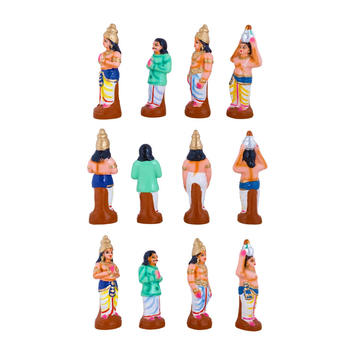 Andal Kalyanam Clay Golu Bommai Set - 8 x 3 Inches | Giri Golu Doll/ Navaratri Kolu Bomma/ Bommalu