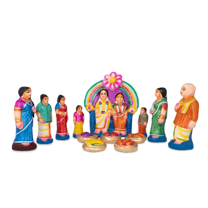 Shashtiabdapoorti Clay Golu Bommai Set - 8.5 x 7.5 Inches | Giri Golu doll/ Navaratri Kolu Bomma/ Bommai