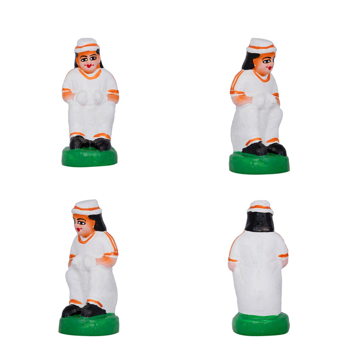 Cricket Clay Golu Bommai Set - 7 x 2.5 Inches | Giri Golu Doll/ Navaratri Golu Bomma/ Gombe/ Bommai