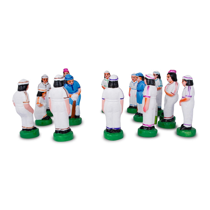 Cricket Clay Golu Bommai Set - 7 x 2.5 Inches | Giri Golu Doll/ Navaratri Golu Bomma/ Gombe/ Bommai